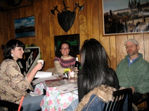 Jessica, Mary, Tahnee, and Pete enjoy a Czech dinner at Marta's in Euclid